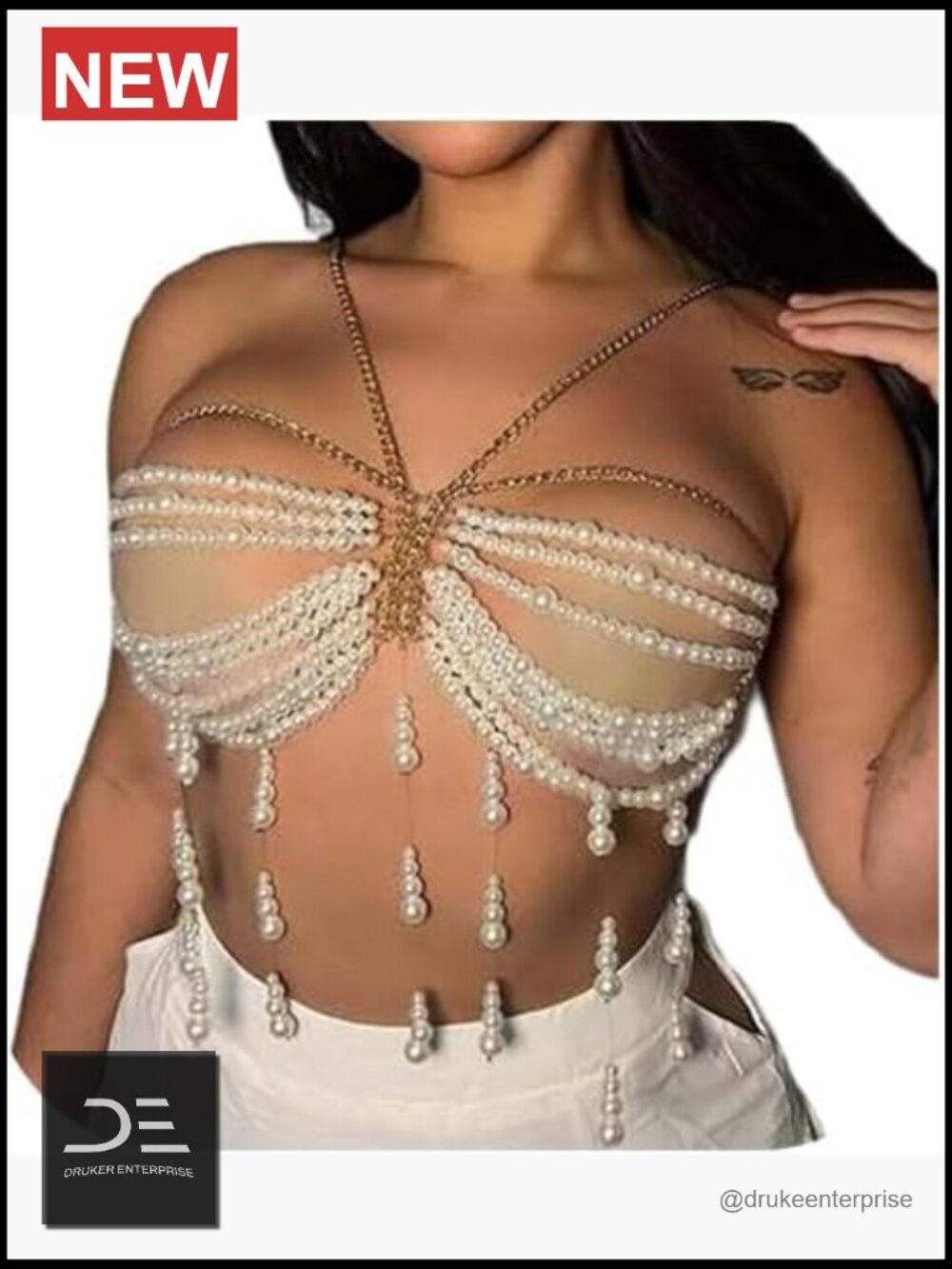 Multi-layered Beaded Bralette Body Chain Chest Harness Festival Jewelry